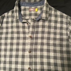 Boys size XL 16-18; Lightweight flannel green/gray long sleeved shirt